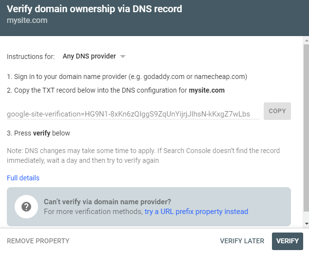 linking google search console with website