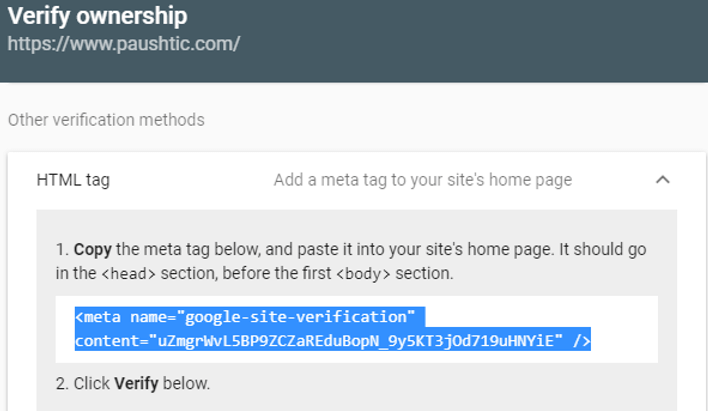 linking google search console with website